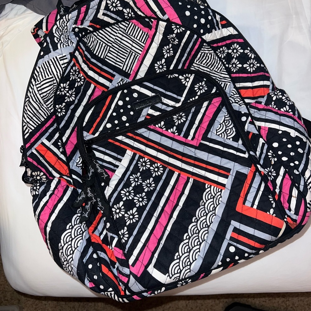 Vera Bradley Black and Pink Geometric Backpack